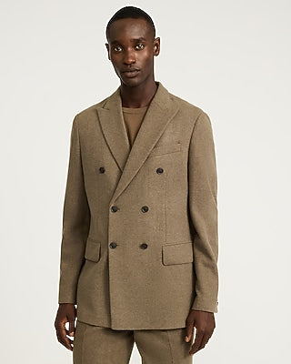 Textured Brown Double-Breasted Topcoat
