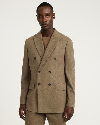 Relaxed Brown Double-Breasted Suit Jacket